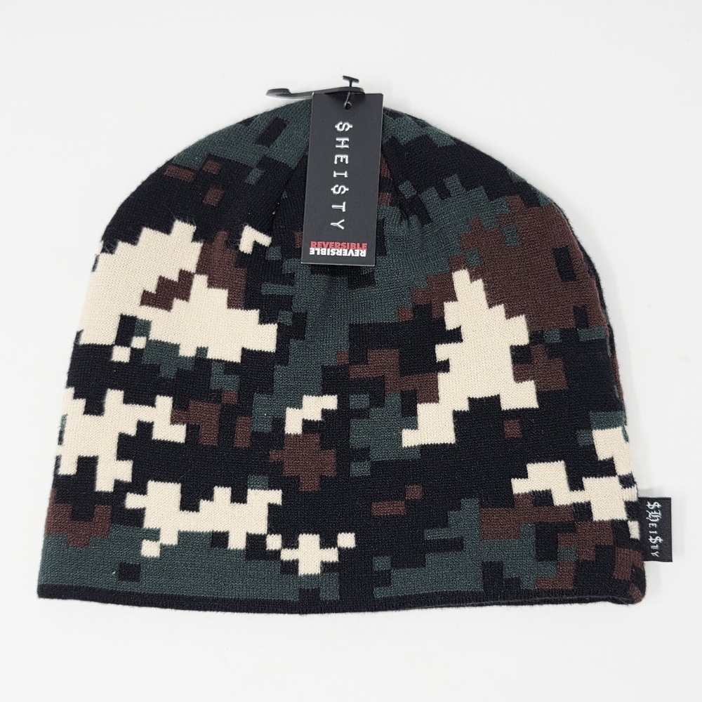 SHEISTY Digital Camo Knit Beanie Skull Cap Reversible Winter Hat Green Brown